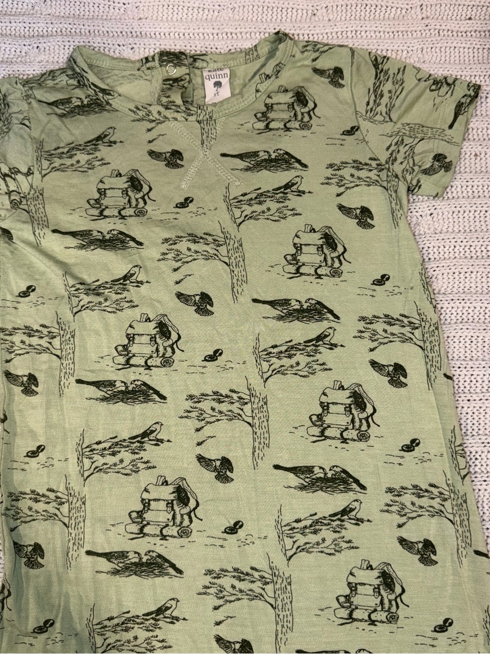 Quinn Kids' Green Woodland Print Pajama romper